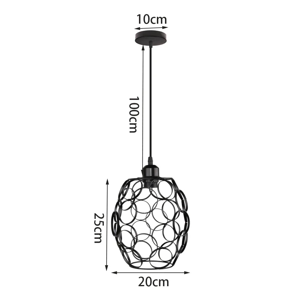 Vintage Industrial Chandelier Lamp, Black Iron Pendant Light for Kitchen Bedroom