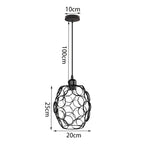 Vintage Industrial Chandelier Lamp, Black Iron Pendant Light for Kitchen Bedroom