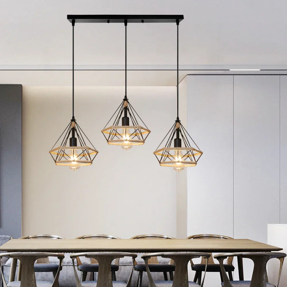 Modern Black Cage LED Pendant Light for Home & Commercial Lighting