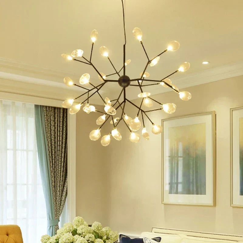 Heracleum Firefly Glass Ball Chandelier: Gold Luxury Lighting for Dining Kitchen Staircase