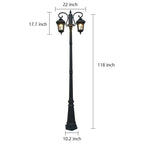 2 Lights Waterproof Black European Style Outdoor Pole Lights Public Lighting