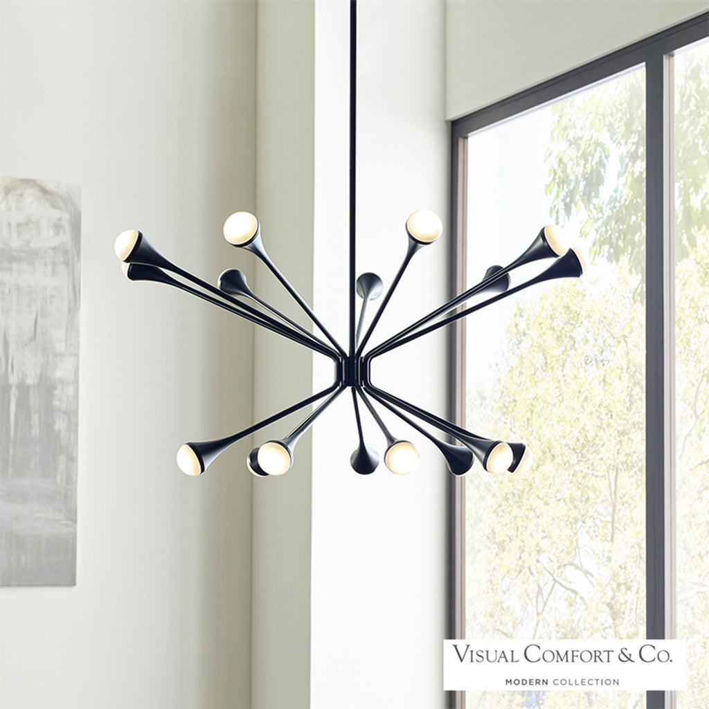 Lody Chandelier, 18-Light, 2-Tier, LED, Matte Black, Acrylic, 32"W (700LDY18B-LED930 70P9E58)