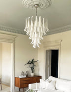 Murano White Glass Petals Chandelier