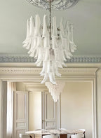 Murano White Glass Petals Chandelier