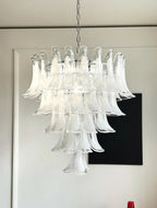 Murano White Glass Petals Chandelier
