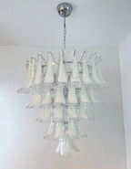 Murano White Glass Petals Chandelier