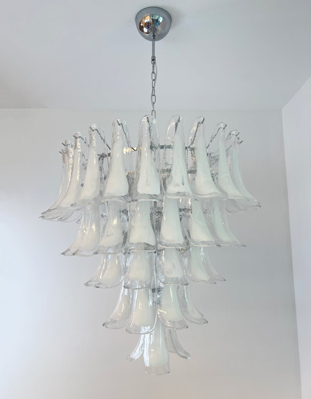 Murano White Glass Petals Chandelier