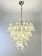 Murano White Glass Petals Chandelier