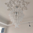 Murano White Glass Petals Chandelier