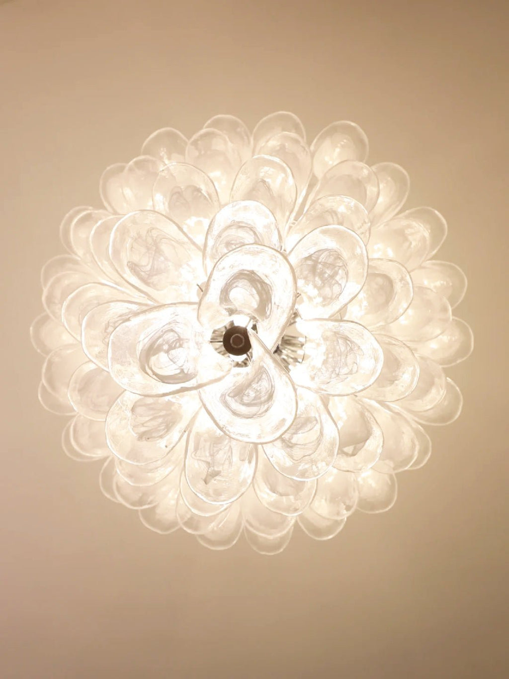 Murano White Glass Petals Chandelier