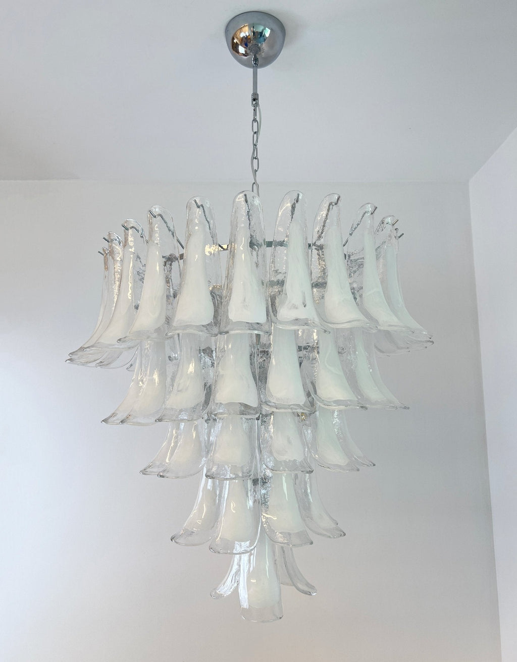 Murano White Glass Petals Chandelier