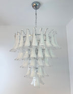 Murano White Glass Petals Chandelier