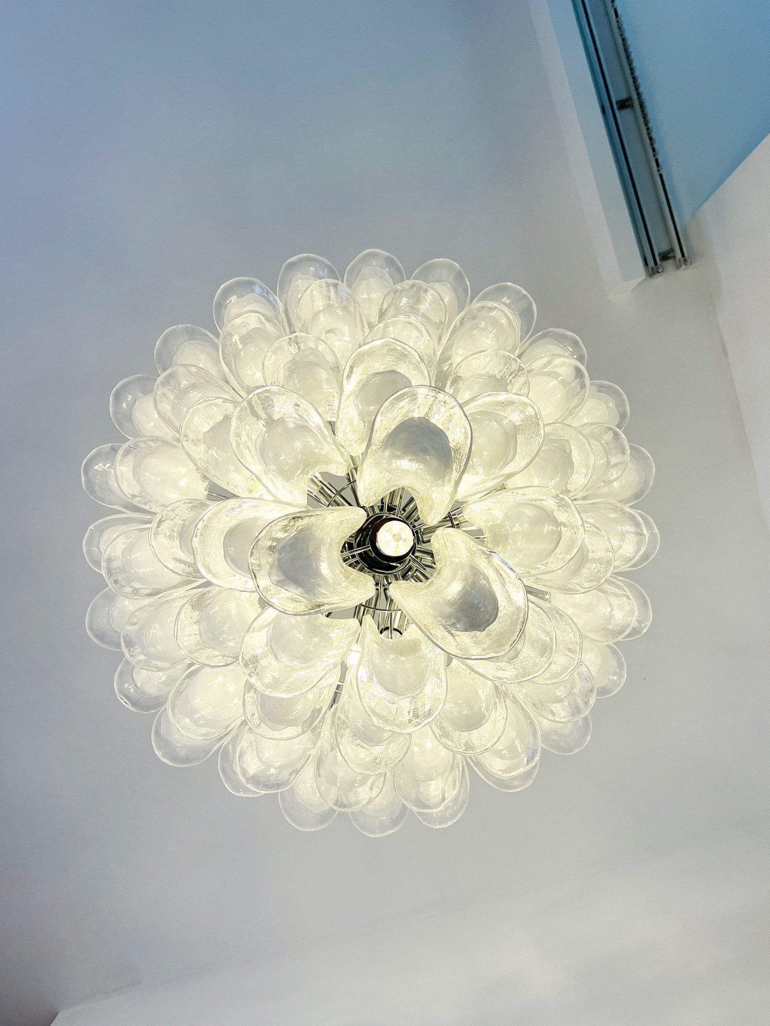 Murano White Glass Petals Chandelier