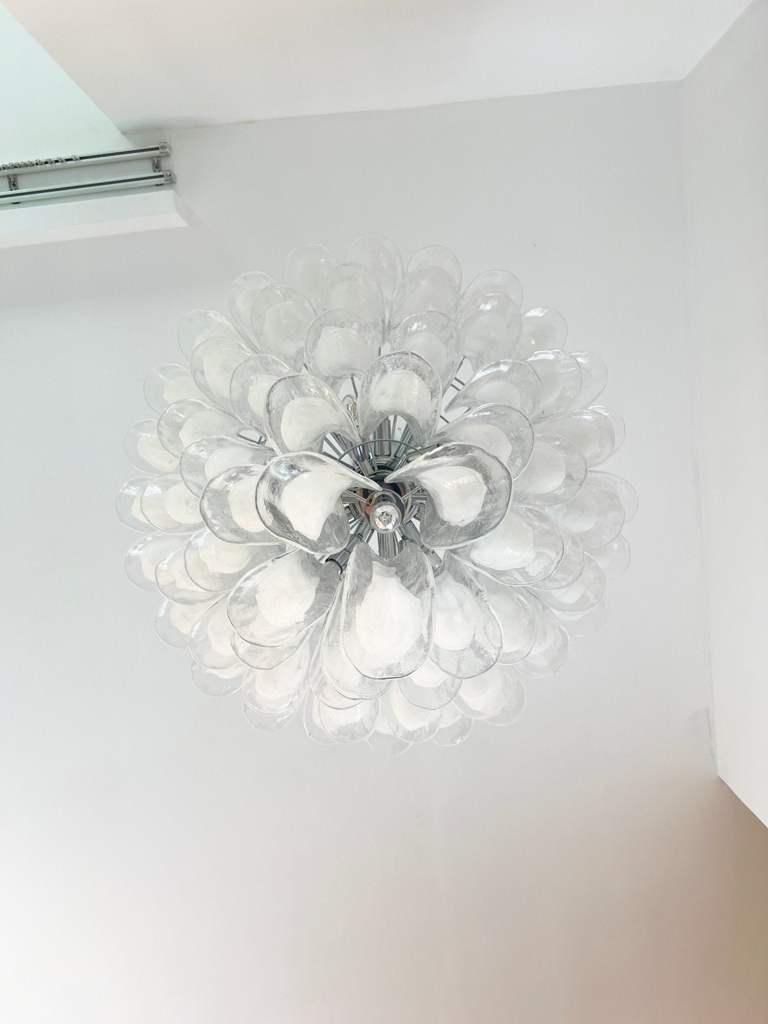 Murano White Glass Petals Chandelier