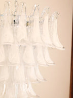 Murano White Glass Petals Chandelier