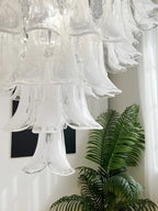 Murano White Glass Petals Chandelier