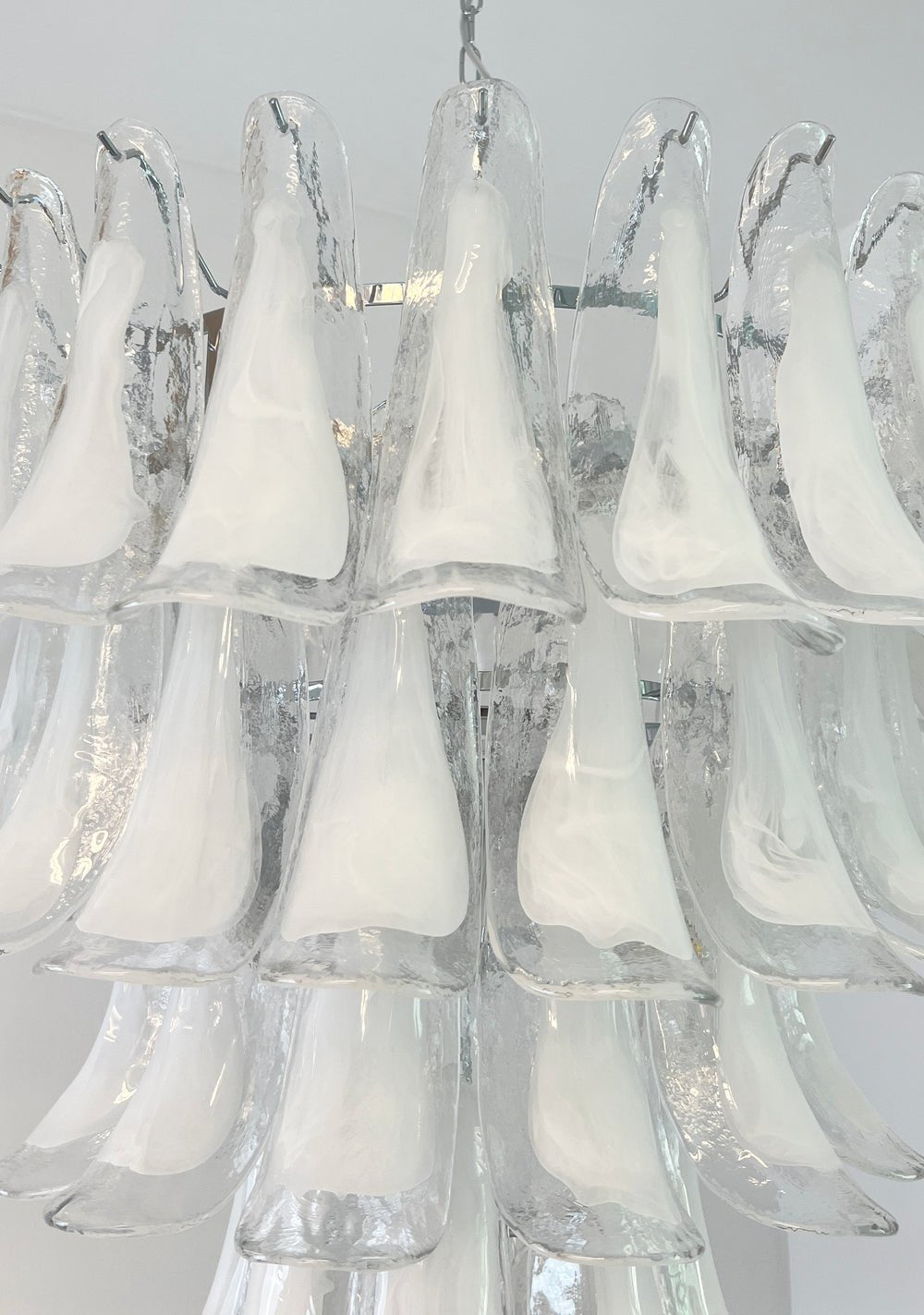 Murano White Glass Petals Chandelier