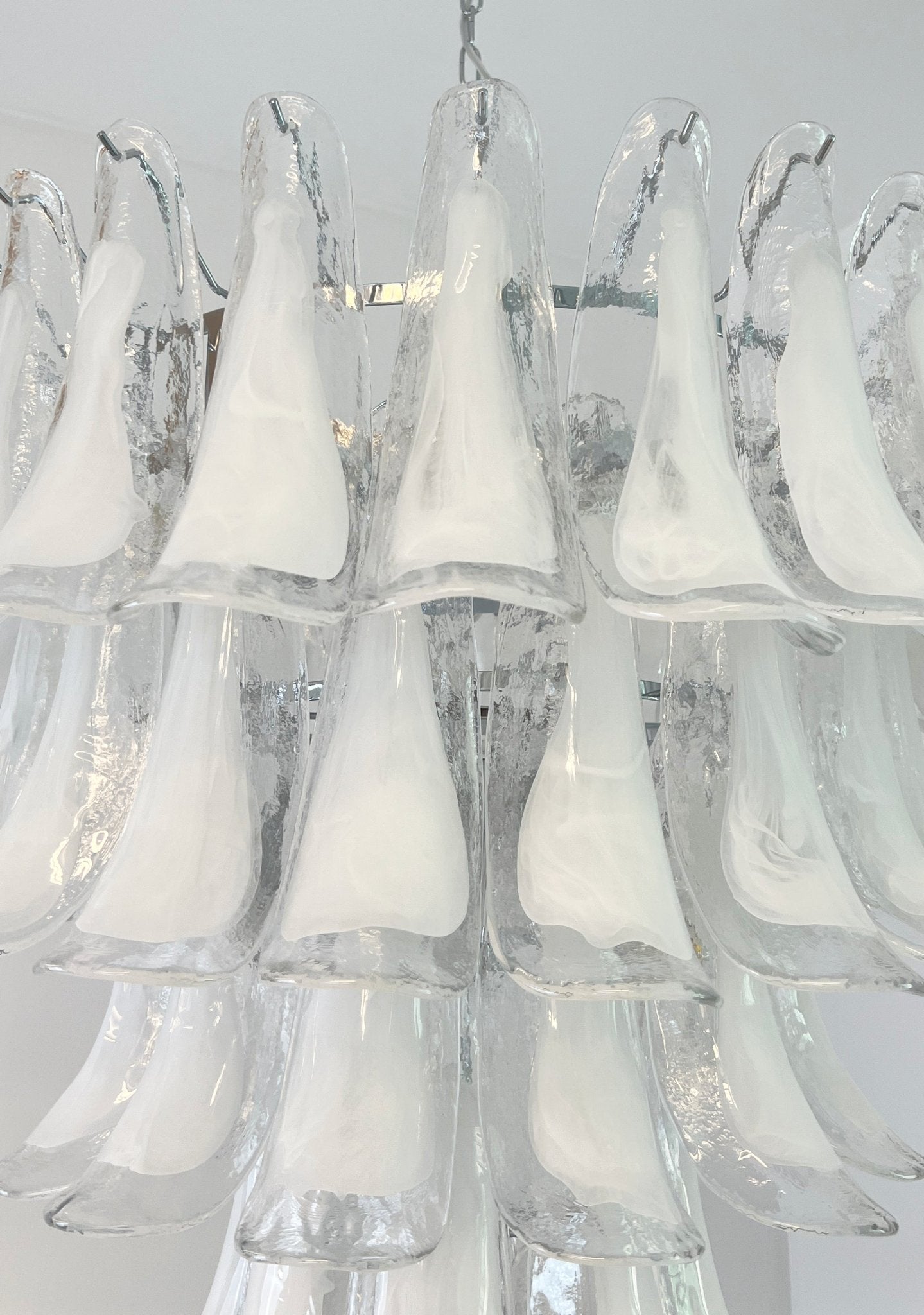 Murano White Glass Petals Chandelier