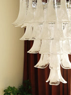 Murano White Glass Petals Chandelier