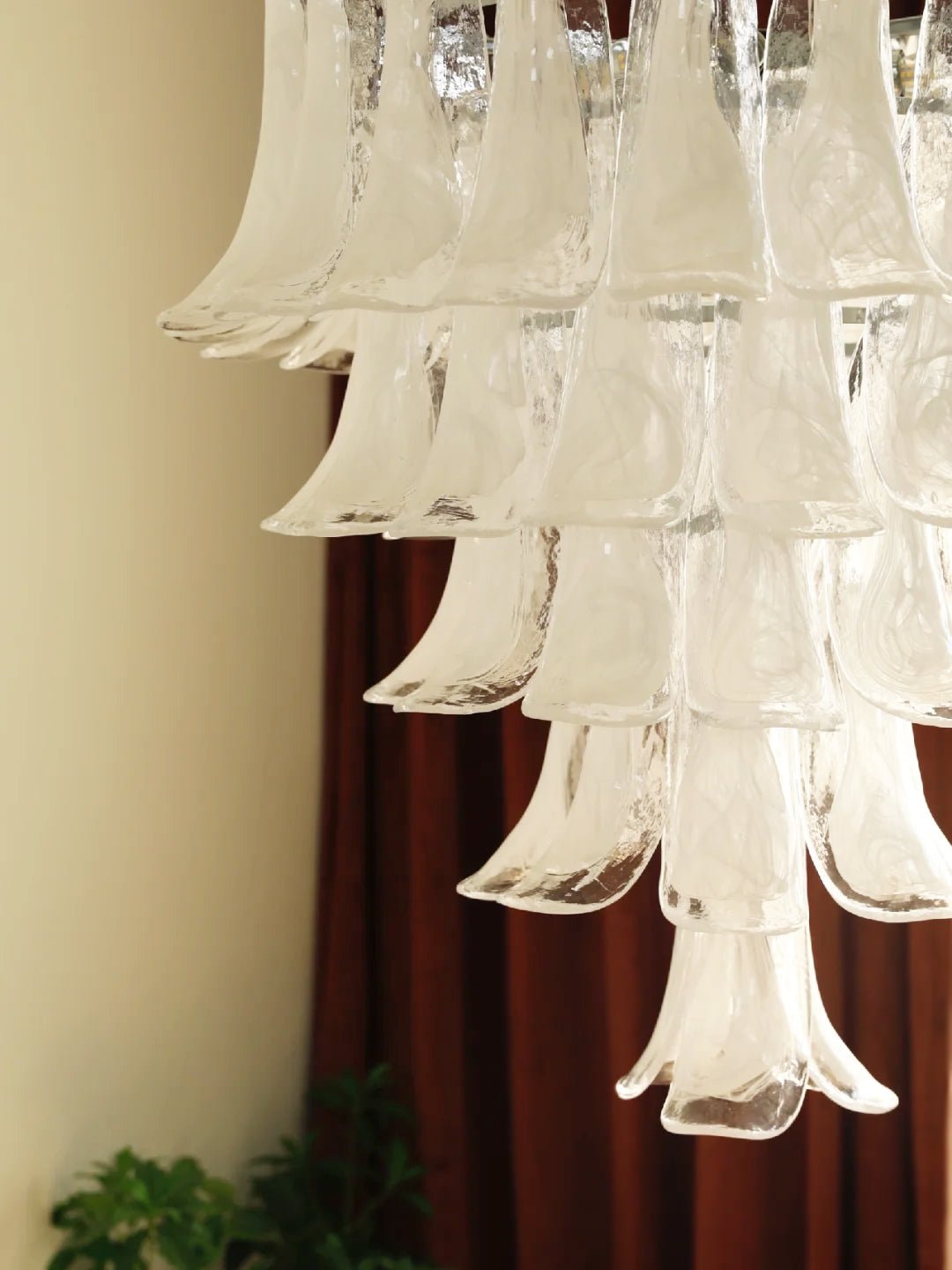 Murano White Glass Petals Chandelier