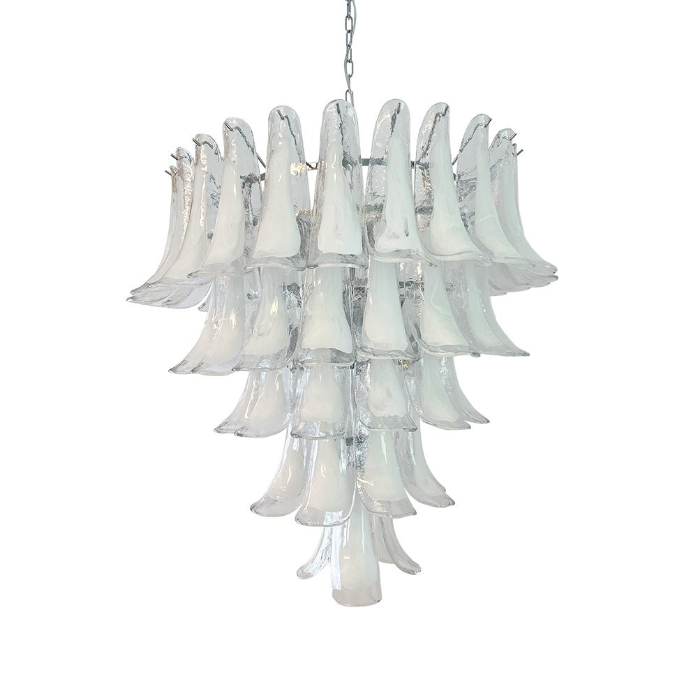 Murano White Glass Petals Chandelier