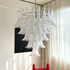 Murano White Glass Petals Chandelier