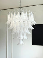 Murano White Glass Petals Chandelier