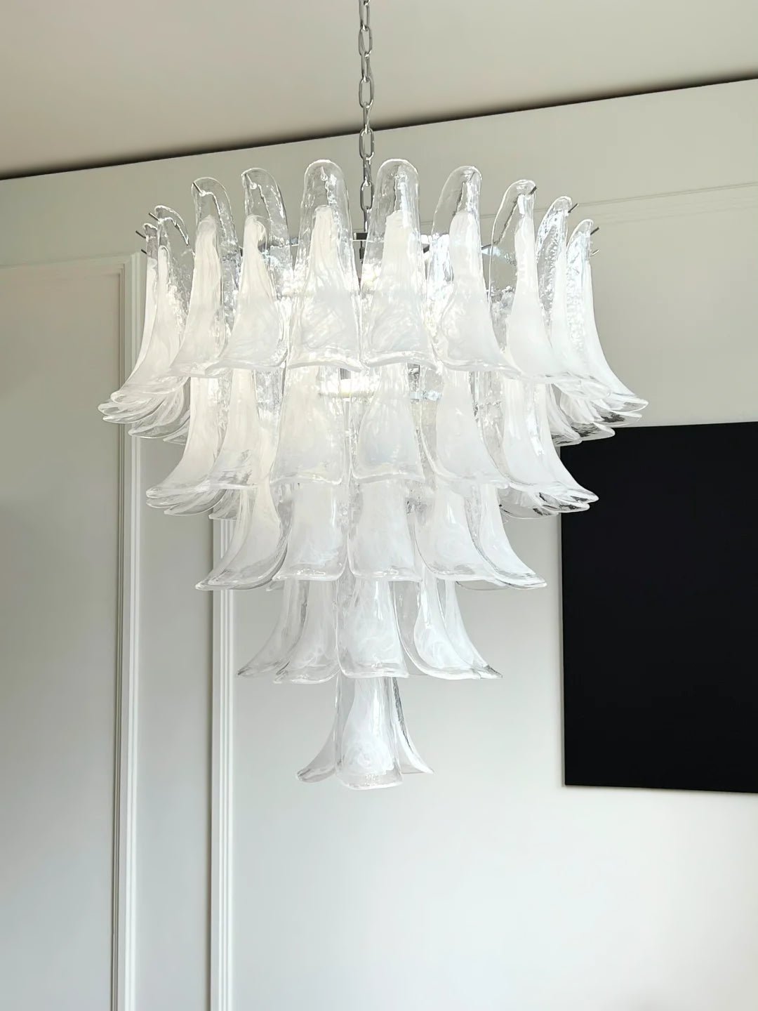 Murano White Glass Petals Chandelier