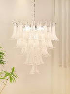 Murano White Glass Petals Chandelier