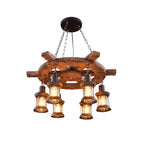 Nautical Industrial Style Wooden Chandelier