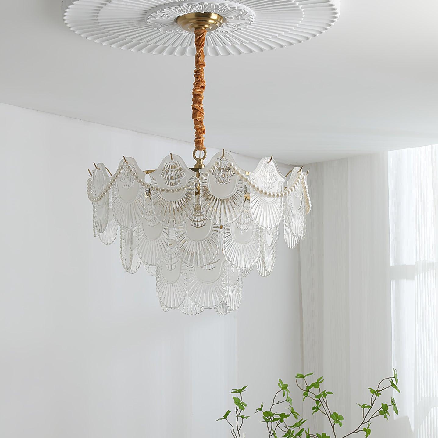 Pearl Glass Shell Chandelier