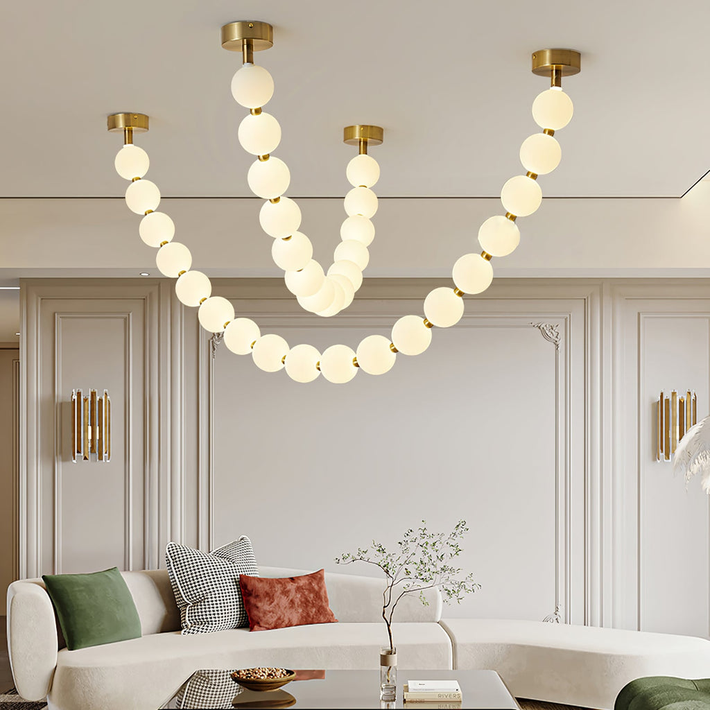 Pearl Glass Necklace Balls Chandelier