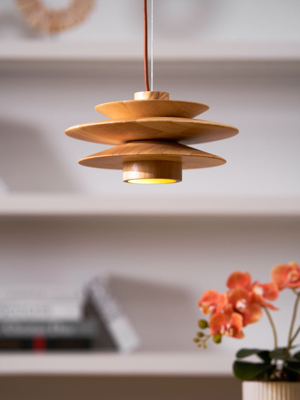 Cascade Wooden Disc Pendant Lamp