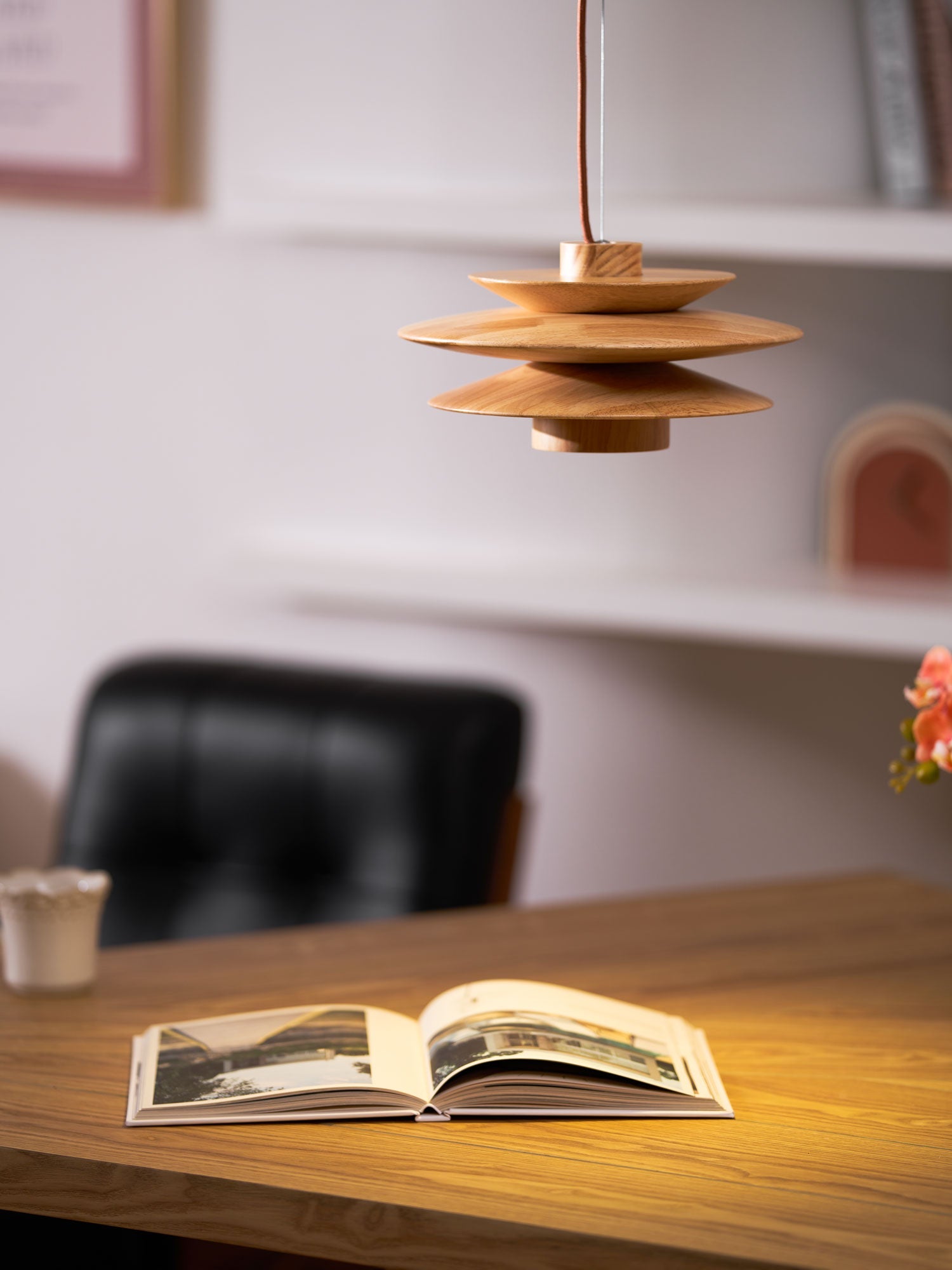 Cascade Wooden Disc Pendant Lamp