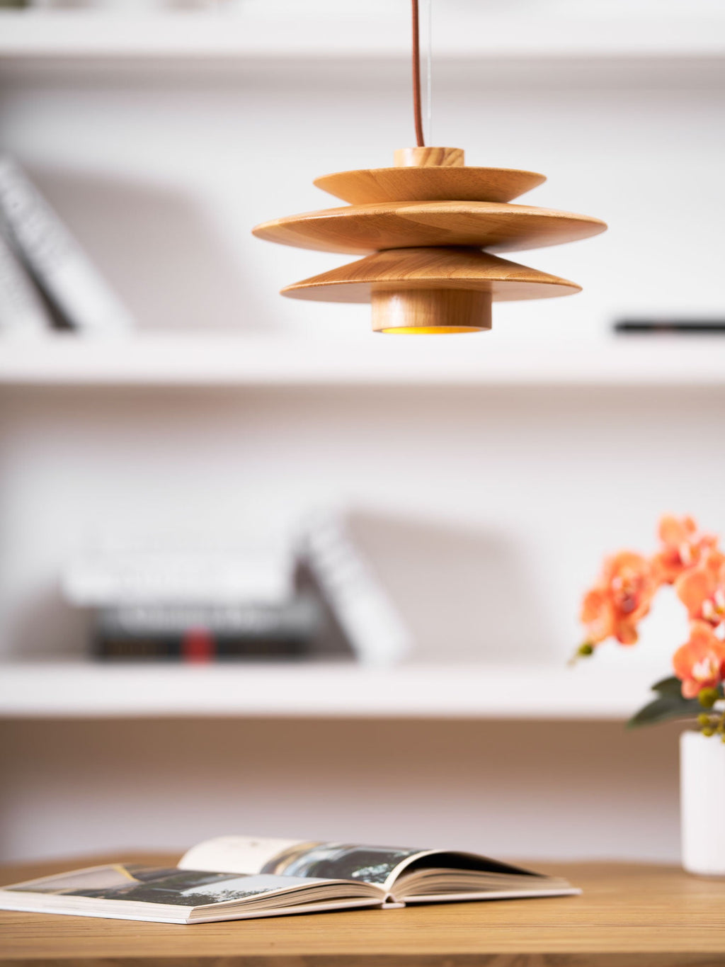 Cascade Wooden Disc Pendant Lamp