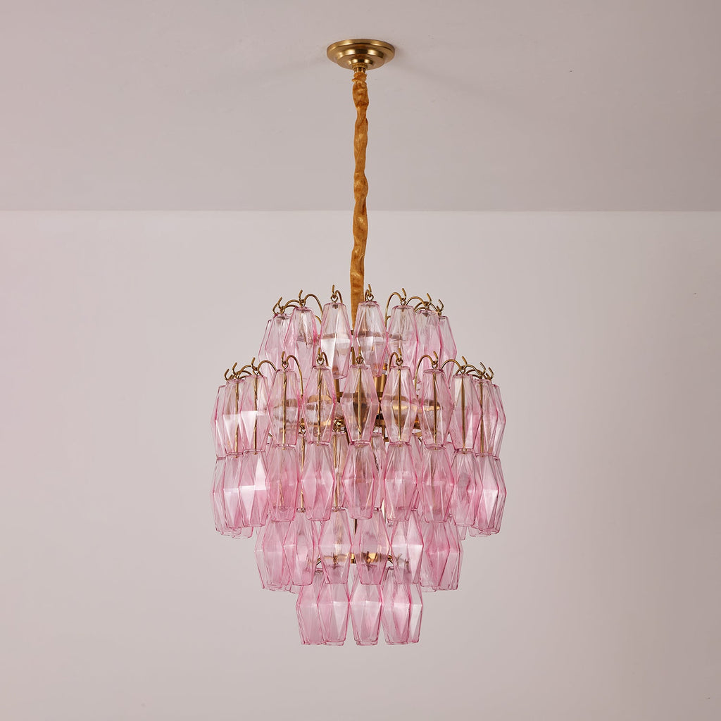 Pink Murano Glass Prism Chandelier