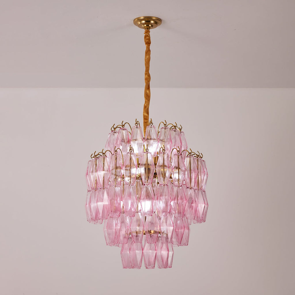 Pink Murano Glass Prism Chandelier