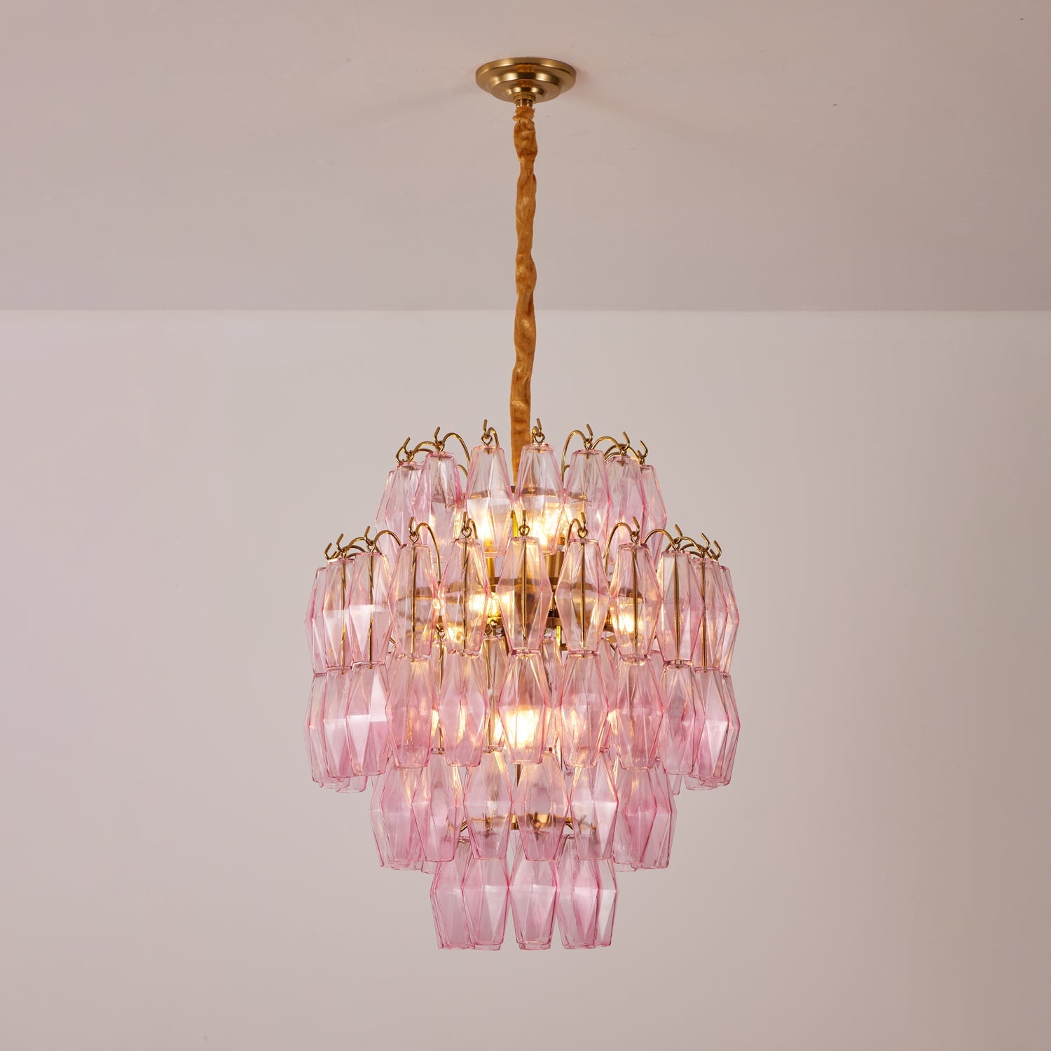 Pink Murano Glass Prism Chandelier