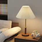 Pleated Walnut Table Lamp