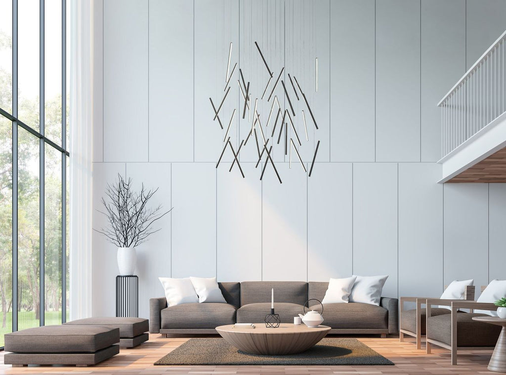 Z-Bar Pendant Rise, Large Rectangle, LED, Matte Black, 56.25"W (ZBP-54-RR-SW-MTB-CNP 407UFK3)