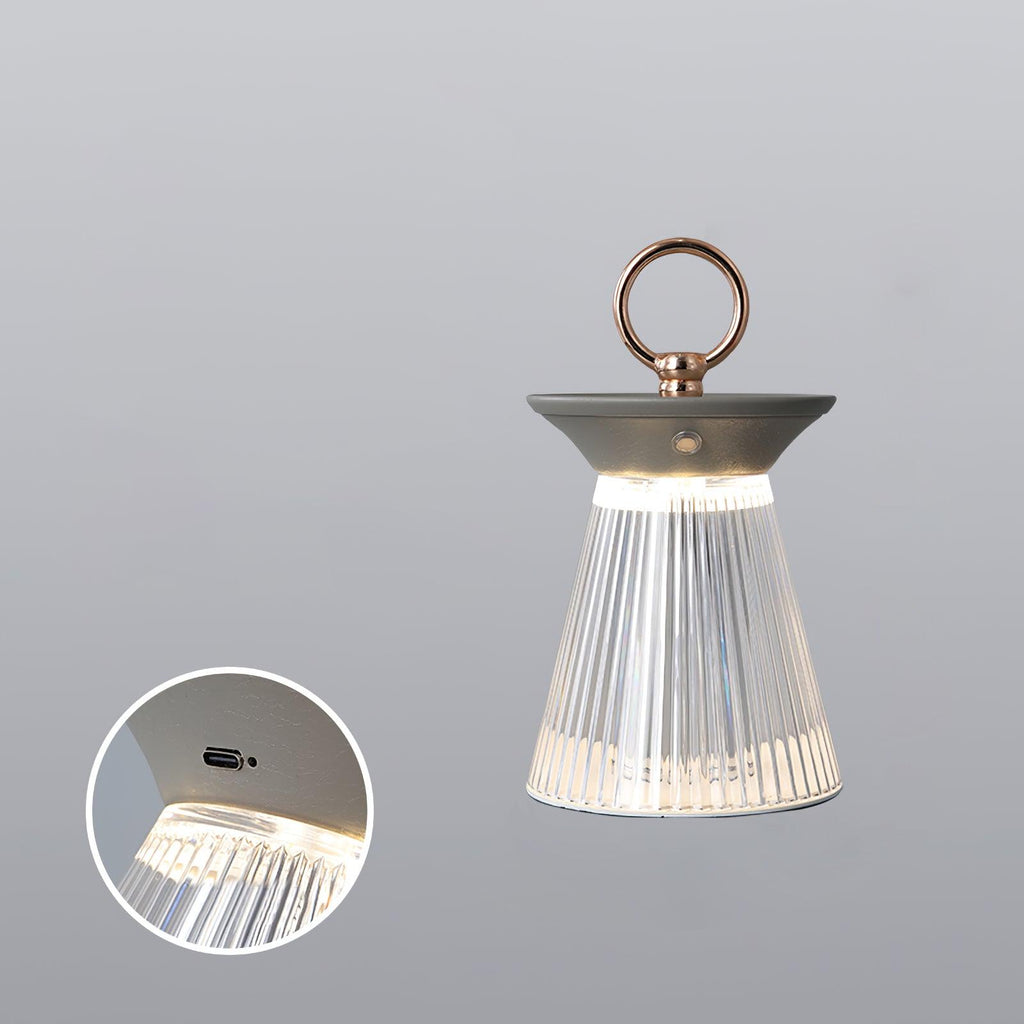 Ribbed Acrylic Built-in Battery Table Lamp