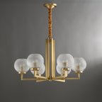 Ribbed Glass Brass Chandelier