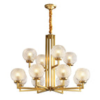 Ribbed Glass Brass Chandelier