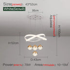 Modern Art Three-Head Chandelier for Dining Room and Bedroom