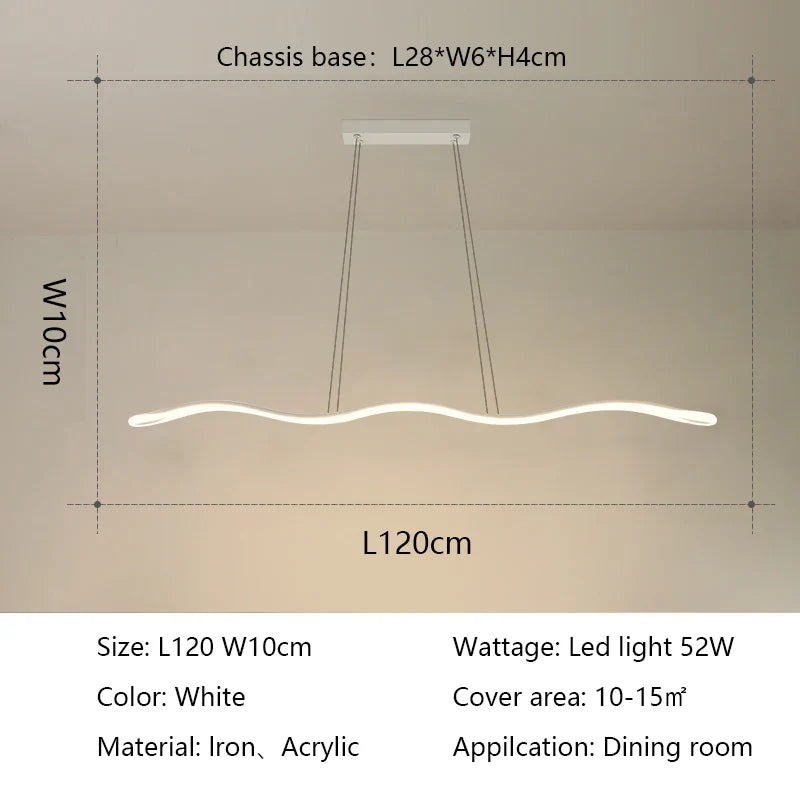 Modern Wave LED Chandelier for Dining Room and Bar Lighting