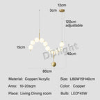 Modern Copper LED Chandelier for Living Room, Bedroom, Dining, Kitchen Decor
