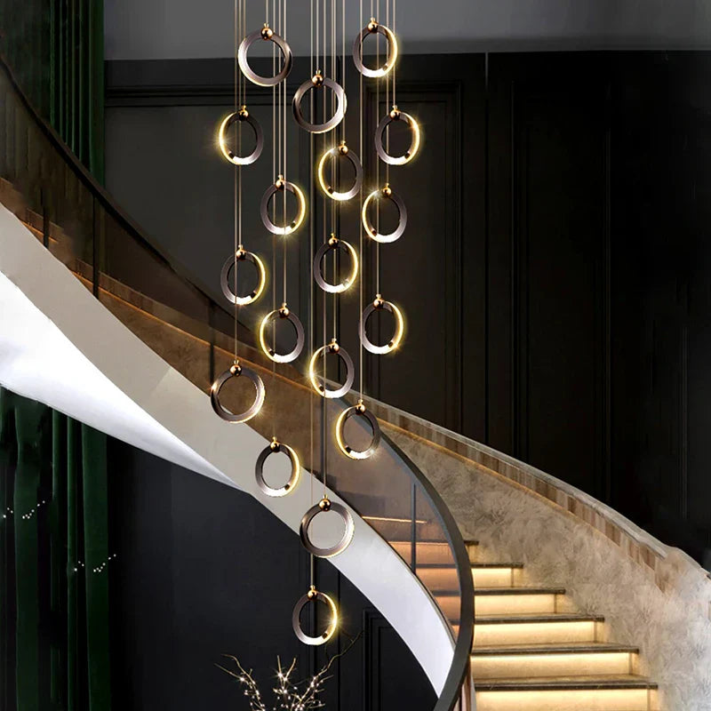 Crystal Chandelier Stair Pendant, Modern Living Room Lighting, Interior Home Decoration