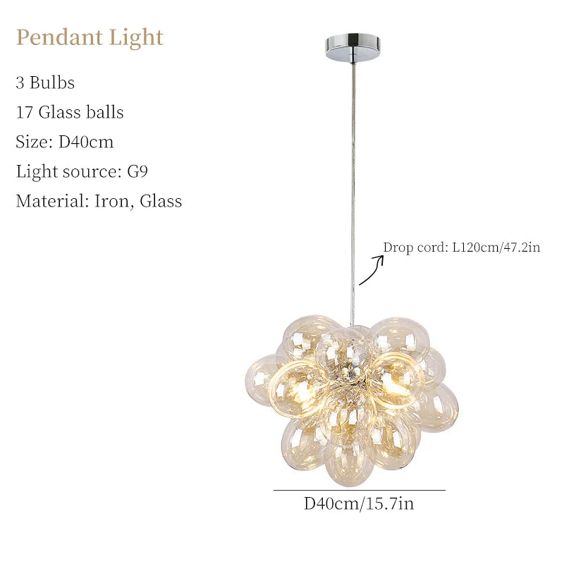 Glass Ball Chandelier: Modern Color Pendant Light for Living Room Decor