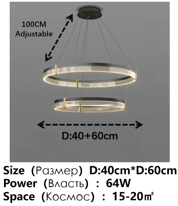 Black Acrylic LED Pendant Light for Modern Home Decor