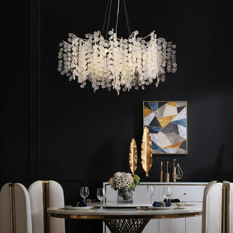 Silver Money Tree Crystal Chandelier for Kitchen Bedroom & Living Room